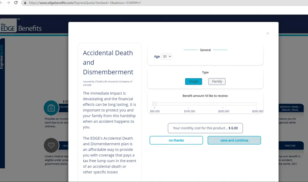 edge benefits accidental death and dismemberment coverage